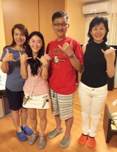 From the left, Hiroko, Angel (previous teacher), and Mr. and Mrs. Nishimoto